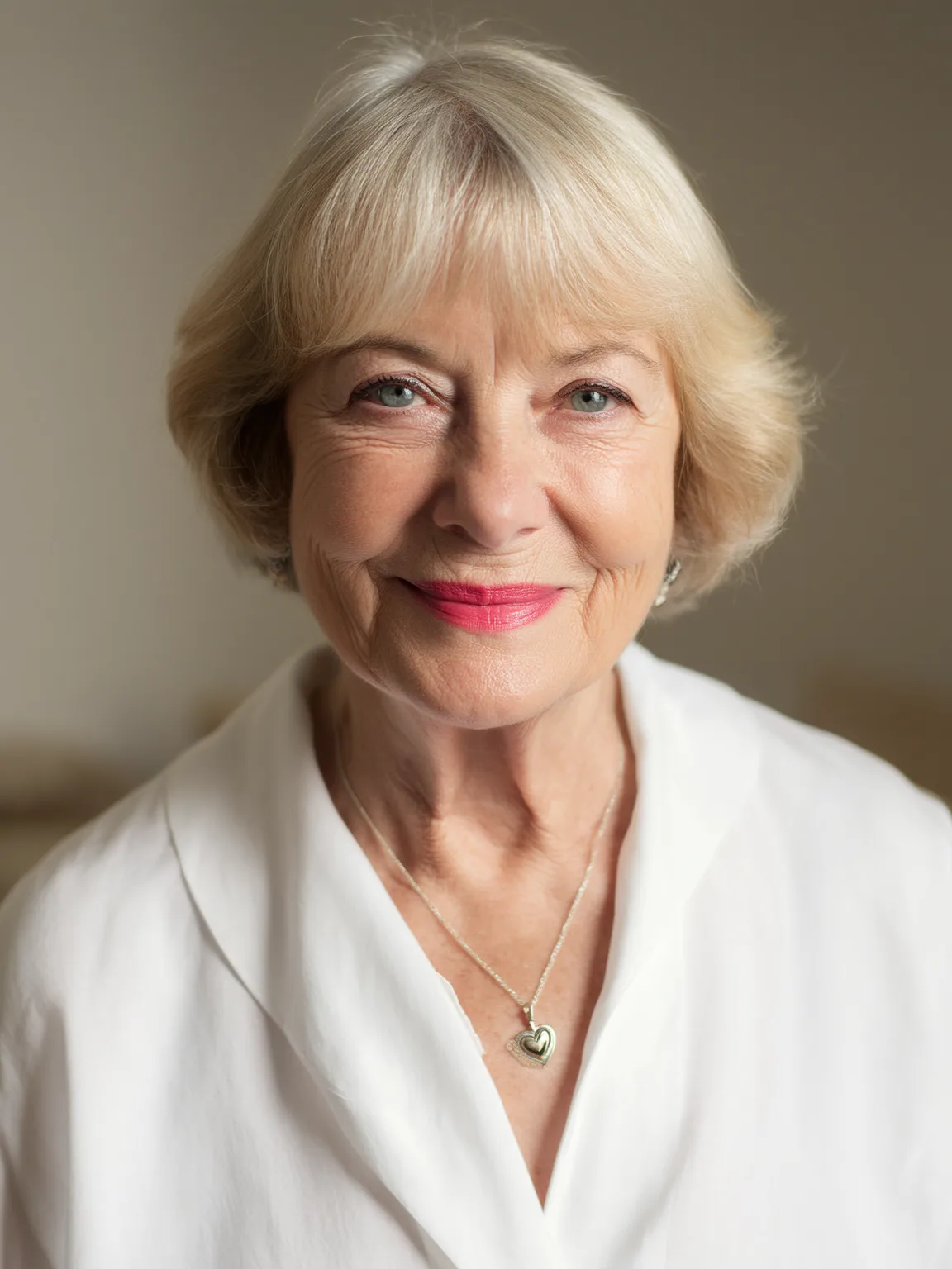 Classic Straight Ash Blonde Bob with Curtain Bangs